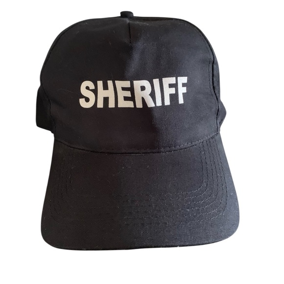 SAN SUN Mens Black SHERIFF Ball Cap Costume Halloween Police Cop Toys Dress Up - Picture 1 of 8